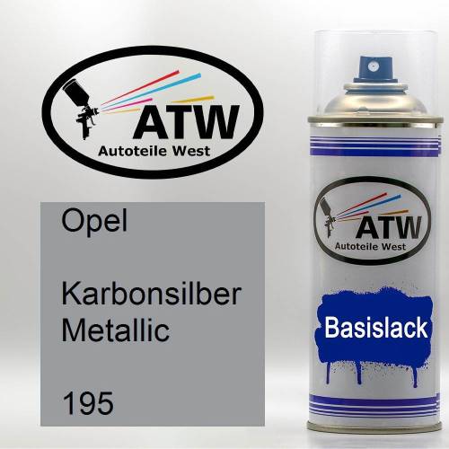 Opel, Karbonsilber Metallic, 195: 400ml Sprühdose, von ATW Autoteile West.